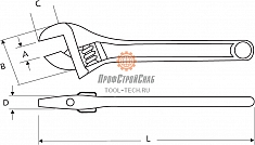 Размеры ключа разводного сантехнического Super-Ego 8"